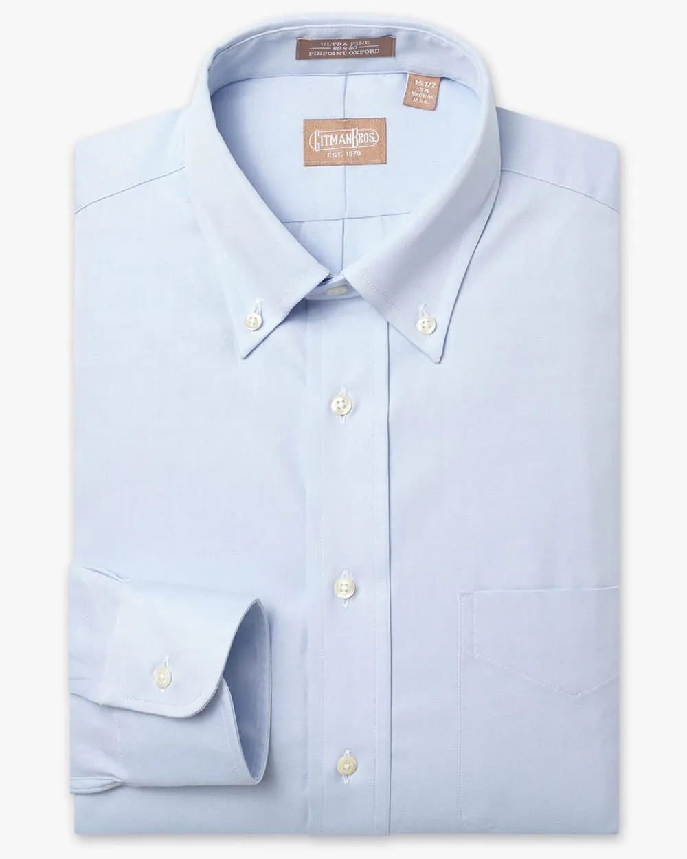 Button Down Pinpoint Light Blue