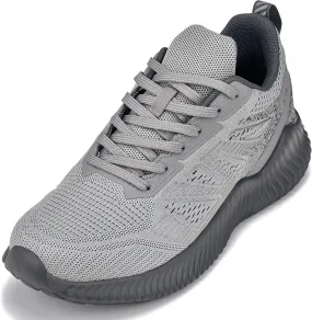 CALTO Men's Invisible Height Increasing Elevator Shoes - Cement/Pewter Ultra Lightweight Sporty Sneakers - 2.4 Inches Taller - Q221 - Size 11 D(M) US