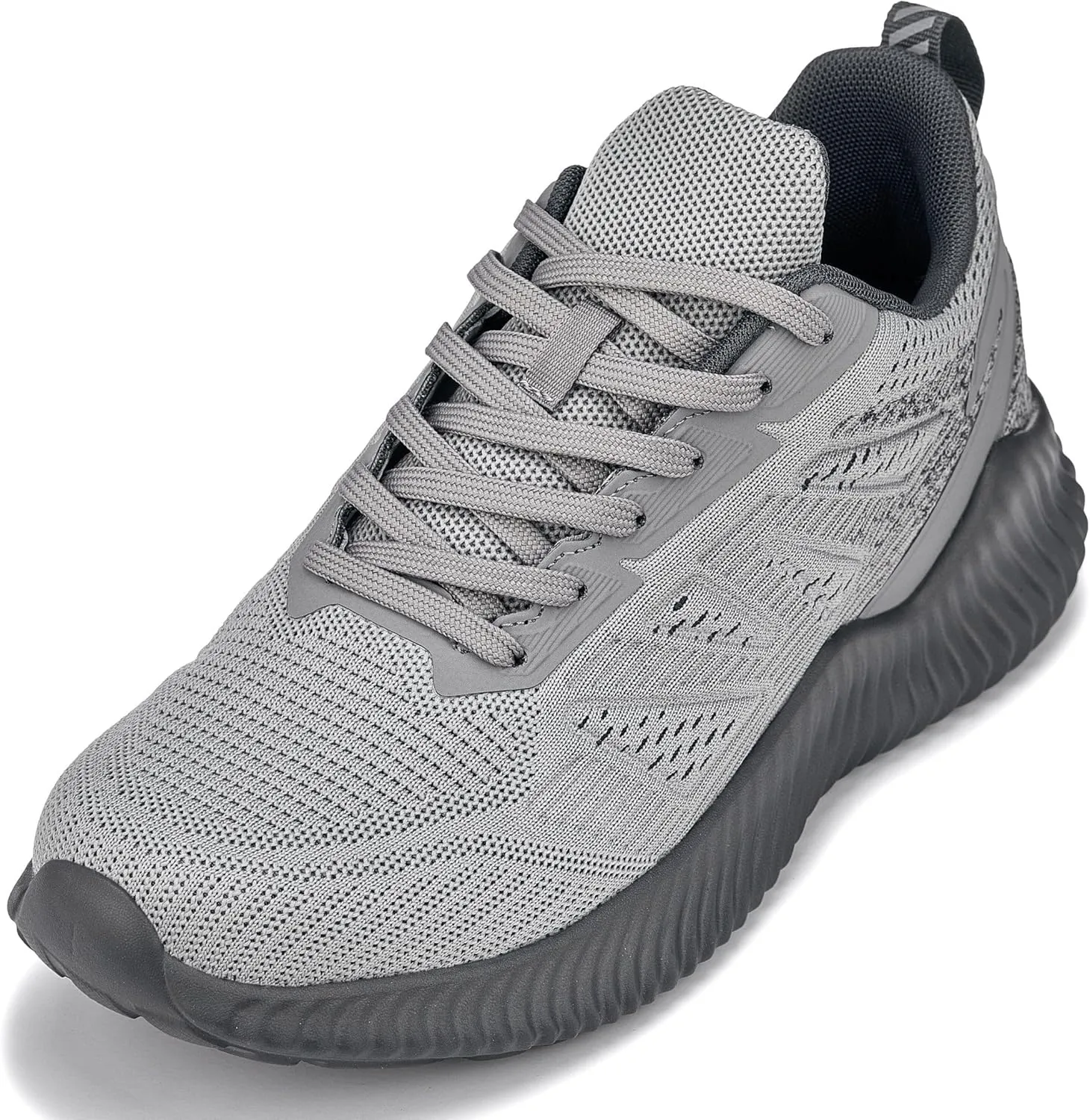 CALTO Men's Invisible Height Increasing Elevator Shoes - Cement/Pewter Ultra Lightweight Sporty Sneakers - 2.4 Inches Taller - Q221 - Size 11 D(M) US