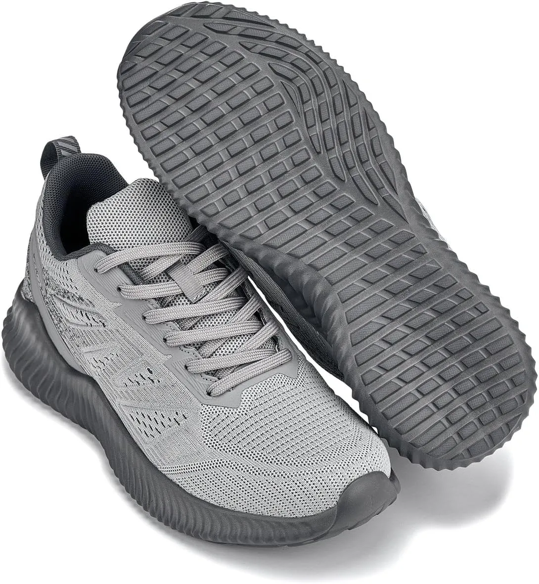 CALTO Men's Invisible Height Increasing Elevator Shoes - Cement/Pewter Ultra Lightweight Sporty Sneakers - 2.4 Inches Taller - Q221 - Size 11 D(M) US