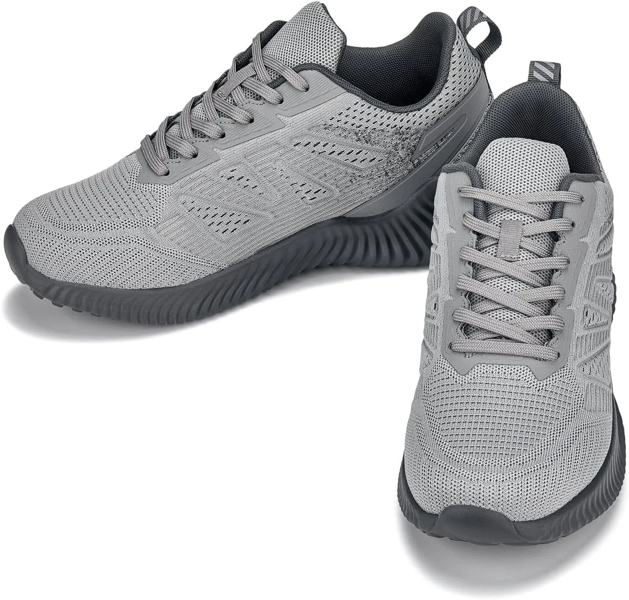 CALTO Men's Invisible Height Increasing Elevator Shoes - Cement/Pewter Ultra Lightweight Sporty Sneakers - 2.4 Inches Taller - Q221 - Size 11 D(M) US