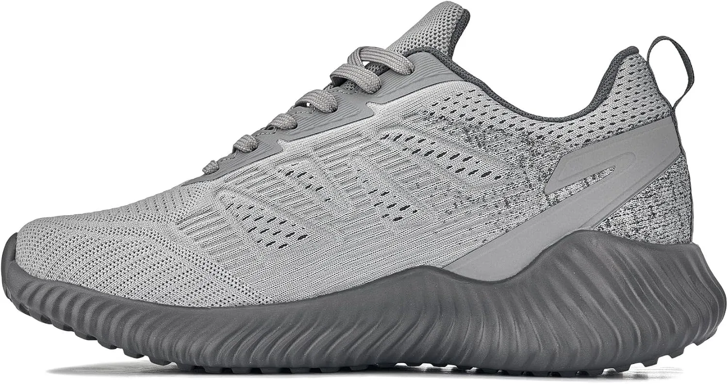 CALTO Men's Invisible Height Increasing Elevator Shoes - Cement/Pewter Ultra Lightweight Sporty Sneakers - 2.4 Inches Taller - Q221 - Size 11 D(M) US