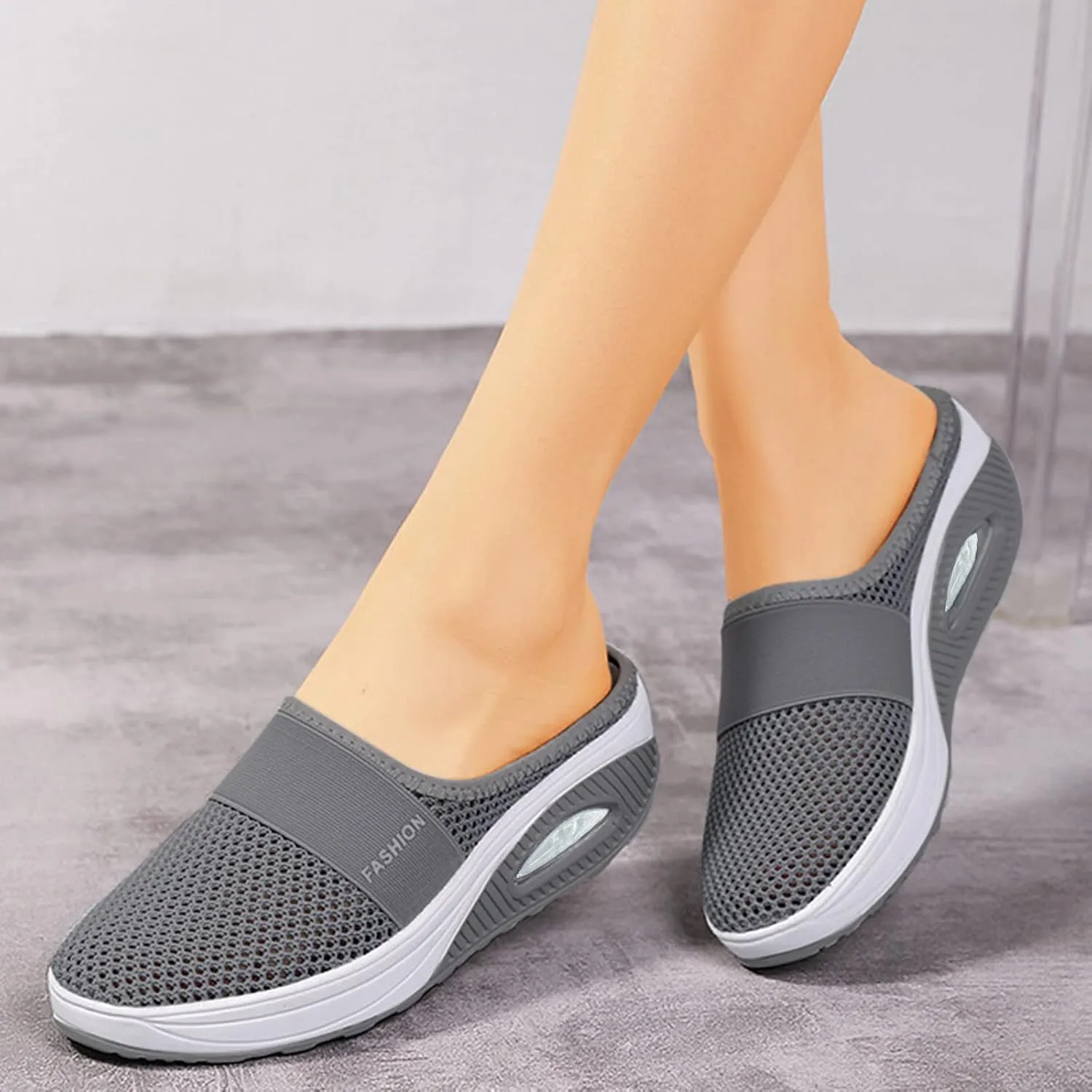 Cathalem Mules for Women 2024 Mesh Air Cushion Orthopedic Diabetic Shoes Backless Walking Sneakers Summer Slip-On Mule Shoes