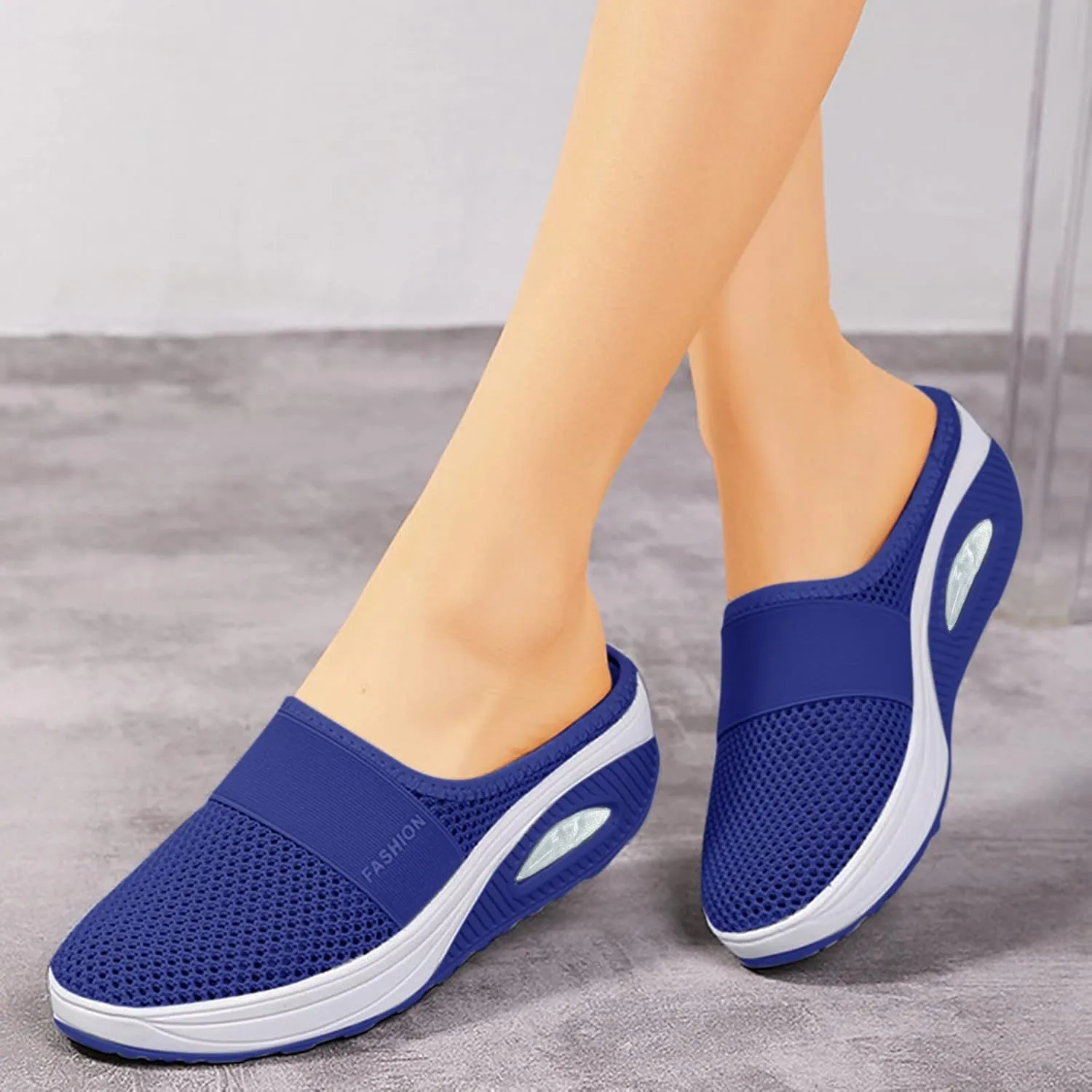 Cathalem Mules for Women 2024 Mesh Air Cushion Orthopedic Diabetic Shoes Backless Walking Sneakers Summer Slip-On Mule Shoes