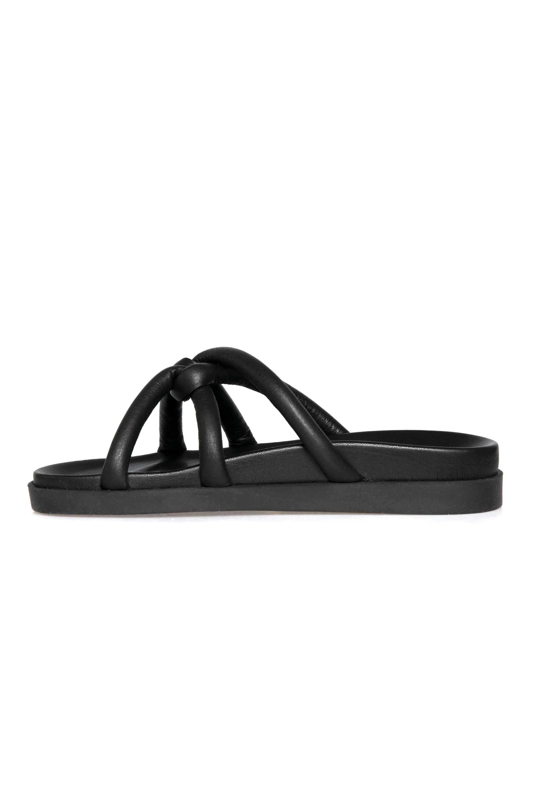 Leather Nodo Slide Sandal in Cervo Nero