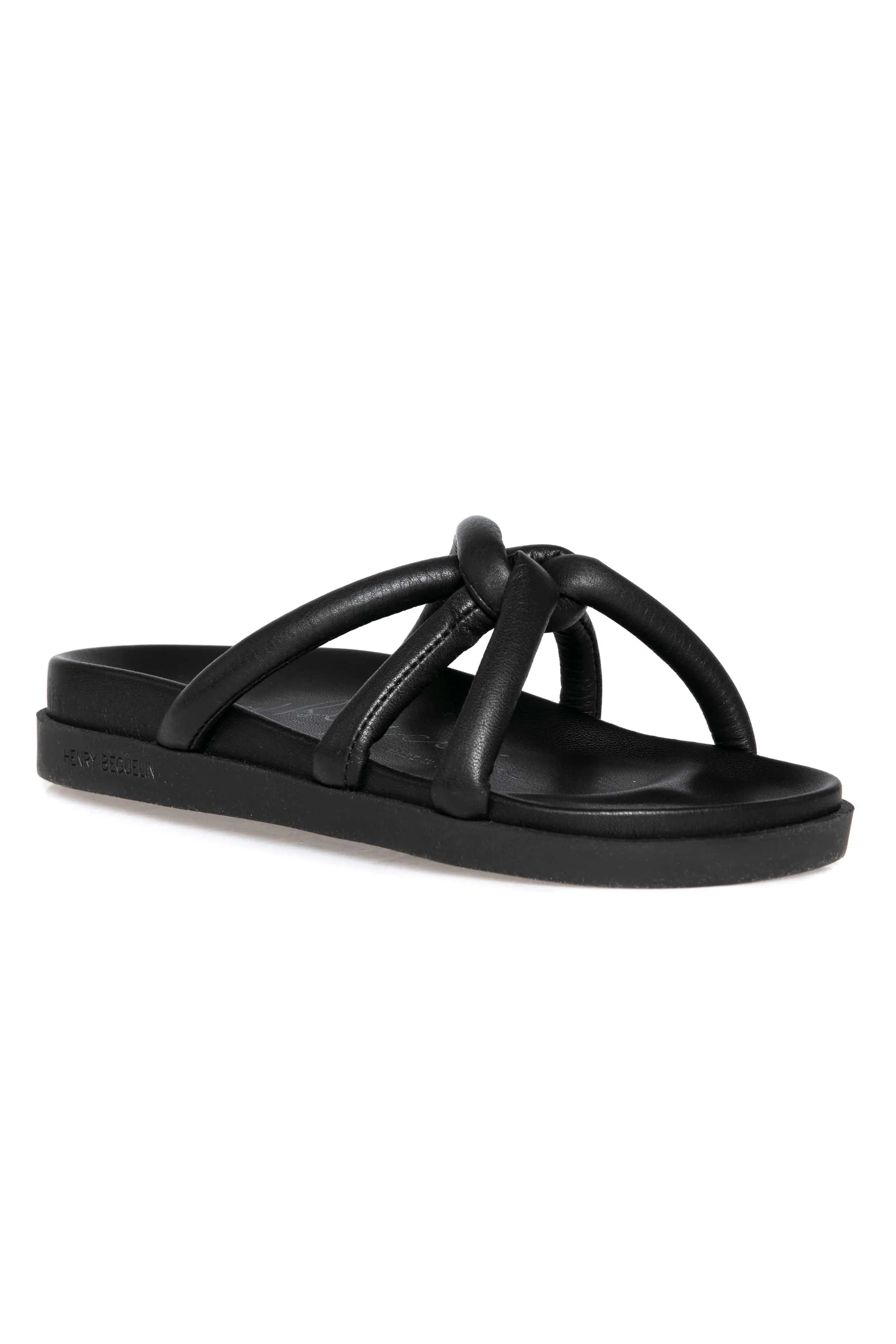 Leather Nodo Slide Sandal in Cervo Nero