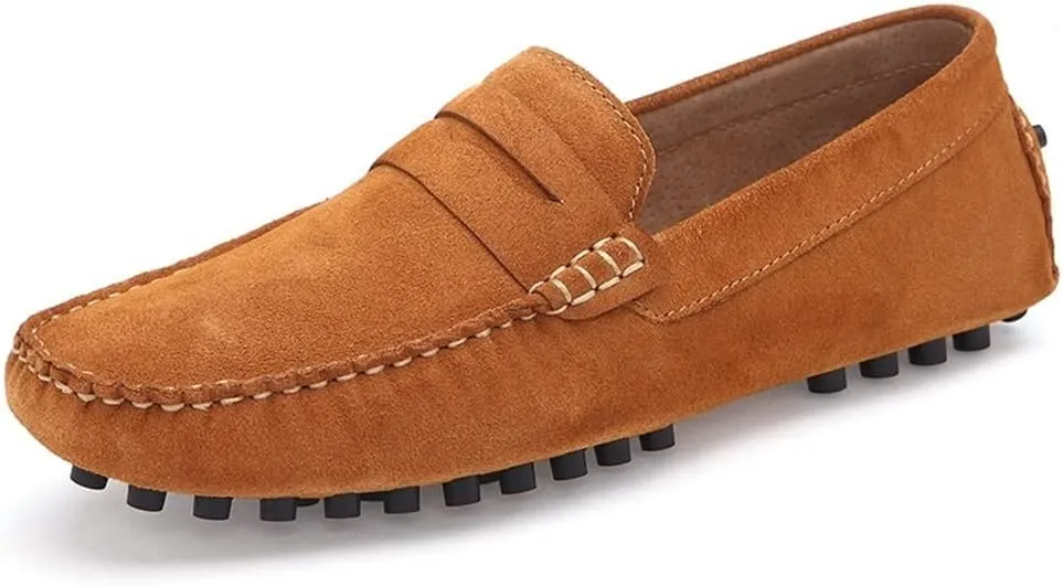 New for Men Mens Loafers Driving Penny Loafers Simple Solid Colors Suede Vamp Anti-Slip Lightweight Slip Resistant Comfortable Wedding Slip-ons