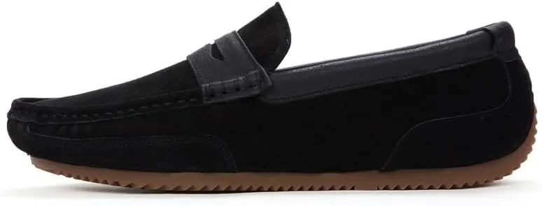 New Men's Loafers Round Toe Suede Vamp Penny Loafers Slip Resistant Lightweight Flat Heel Casual Slip-ons