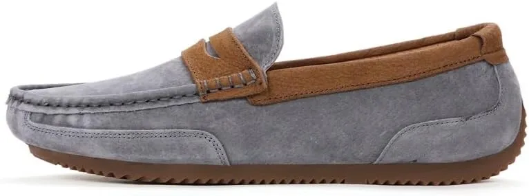 New Men's Loafers Round Toe Suede Vamp Penny Loafers Slip Resistant Lightweight Flat Heel Casual Slip-ons