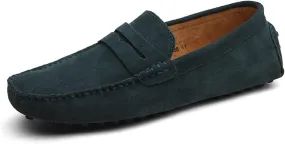 New Mens Men's Loafers Genuine Leather Suede Vamp Penny Loafer Stitching Details Round Toe Anti-Slip Lightweight Flat Heel Walking Party Slip-ons