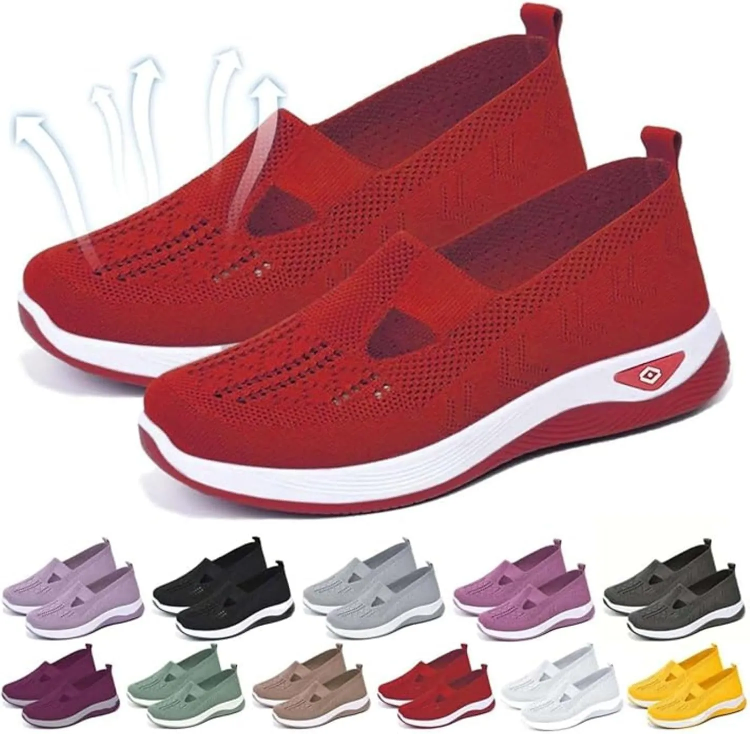 SHAOBGE Orthopedic Shoes for Women, Women Wide Width Breathable Walking Comfortable Slip on Sneakers, Non Slip Food Service Lightweight Sneaker, Nurse Shoes Arch Support Sneakers