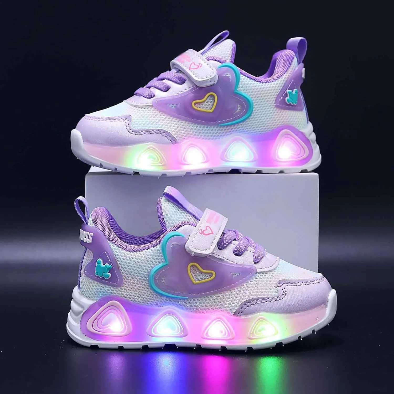 Sneakers for Girls Boys Light Up Shoes LED Flashing Lightweight Mesh Breathable Adorable Running Sneakers for Kids