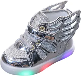 Sneakers for Kids Girls Boys Halloween LED Light up Shoes LED Flashing High-top Wings Trainers Festivals Christmas