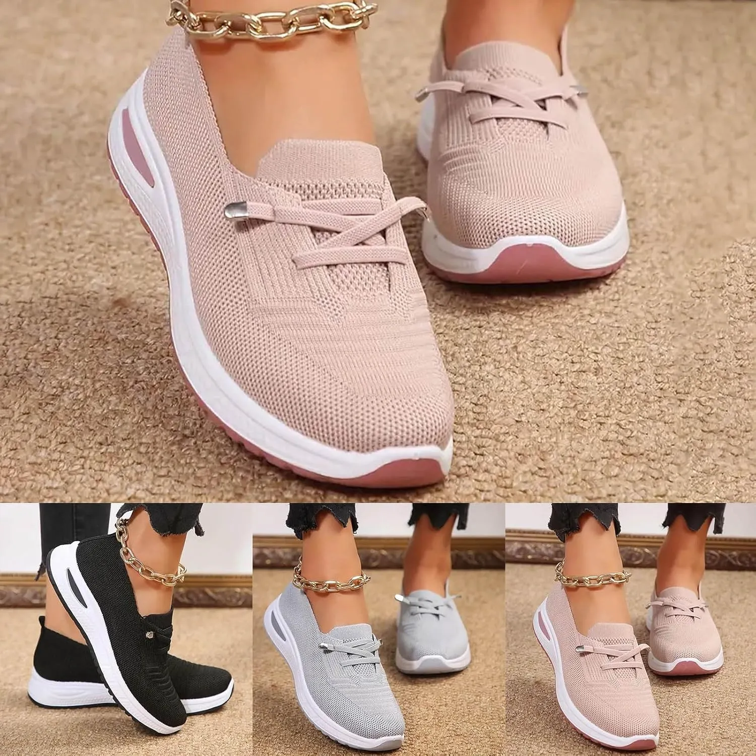 Womens Walking Shoes 2024 New Orthopedic Shoes Breathable Slip On Arch Support Non-Slip Sneakers Comfortable Loafers