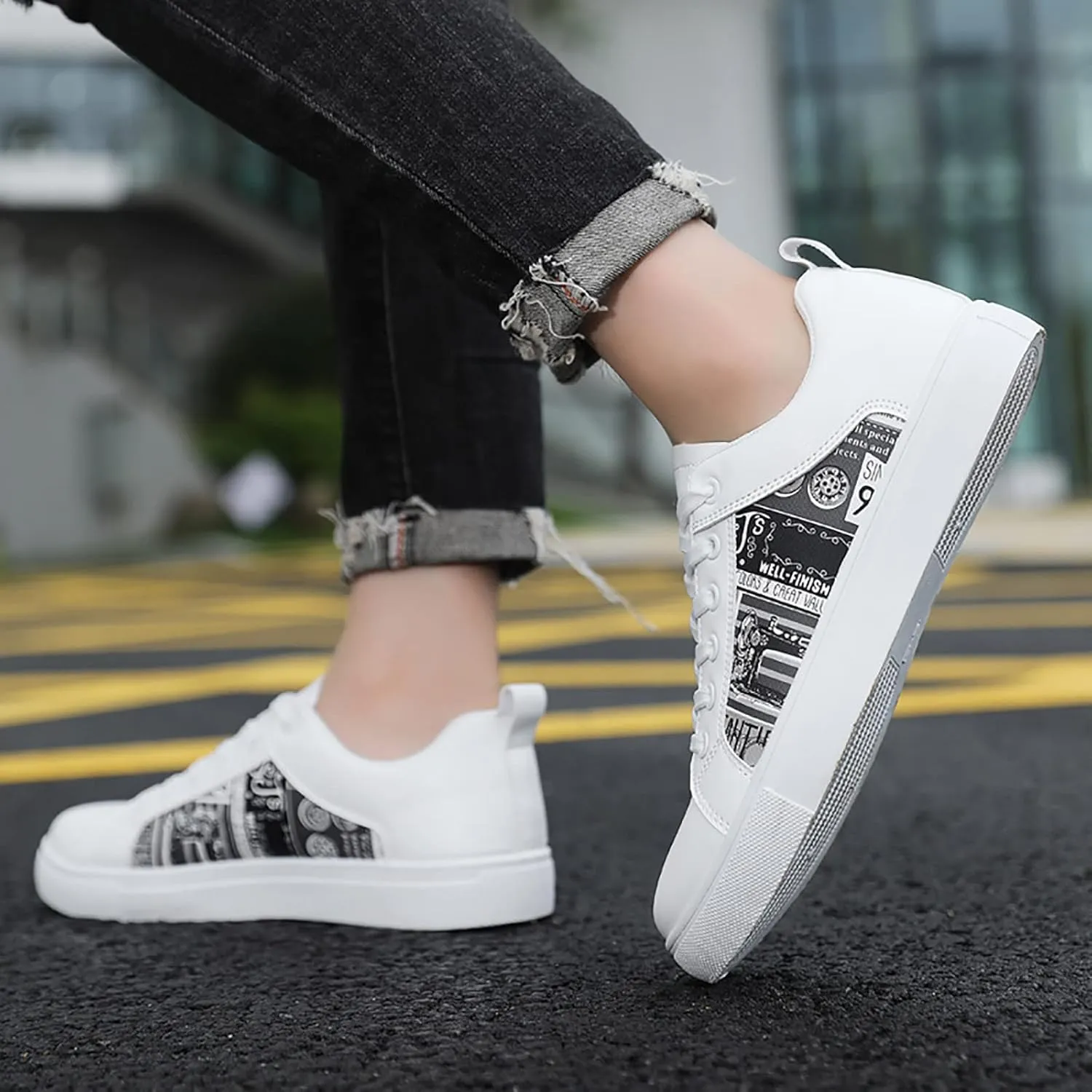 Women's White Fashion Sneakers Women's Sneakers Women's Walking Shoes Comfortable & Lightweight Black Loafers Women Platform High Top Sneakers for Women