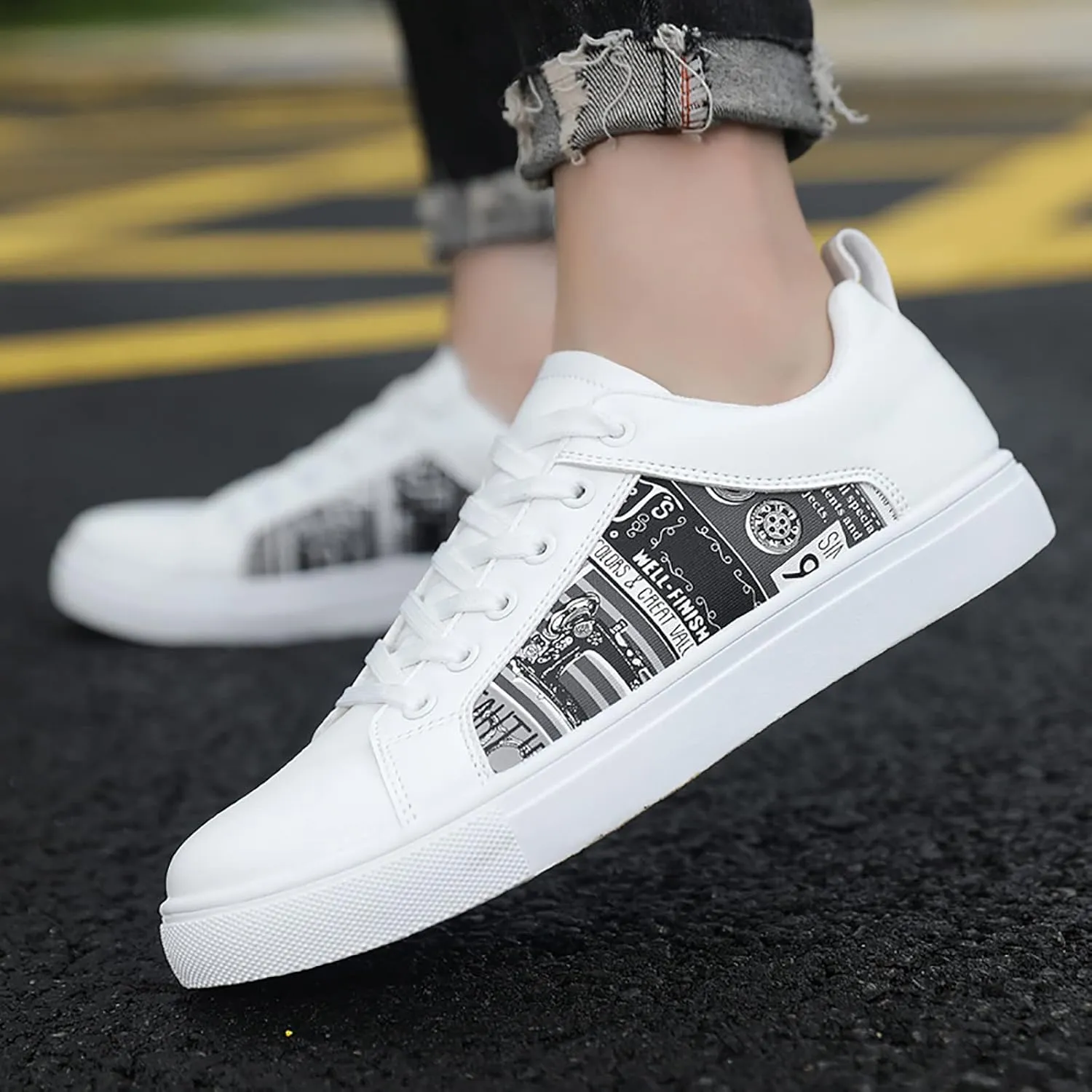 Women's White Fashion Sneakers Women's Sneakers Women's Walking Shoes Comfortable & Lightweight Black Loafers Women Platform High Top Sneakers for Women